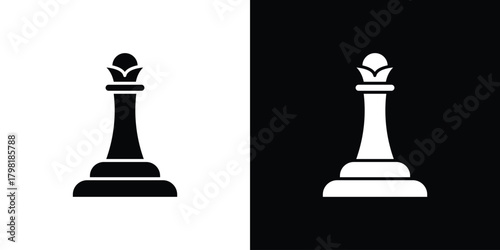 Chess queen icons. Simple solid style. Glyph vector illustration isolated
