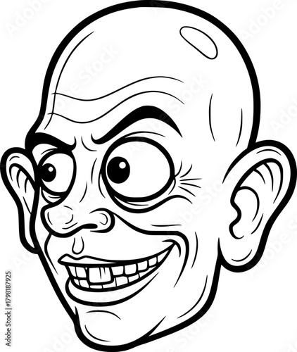 Cartoon character with exaggerated features and mischievous expression  