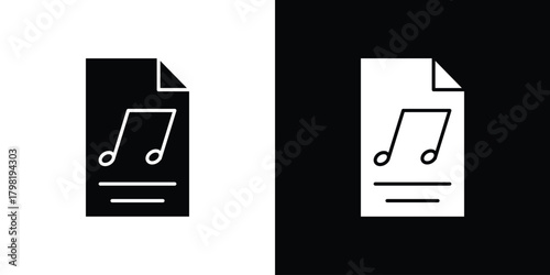 Music File icons. Simple solid style. Glyph vector illustration isolated