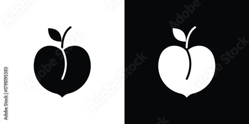 Peach icons. Simple solid style. Glyph vector illustration isolated