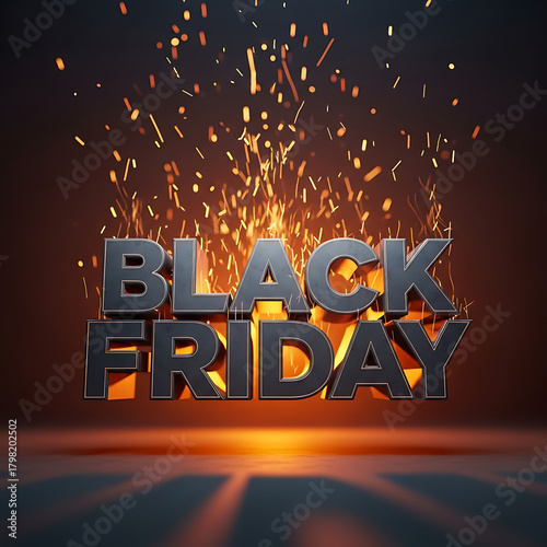 Black Friday Sale Typography with Fire Sparks Effect

