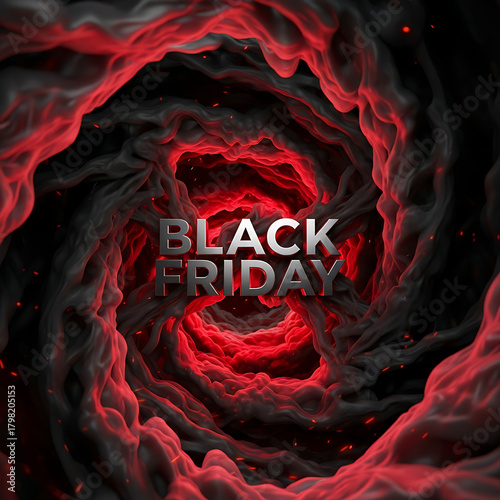 Black Friday Sale Portal with Swirling Smoke and Light