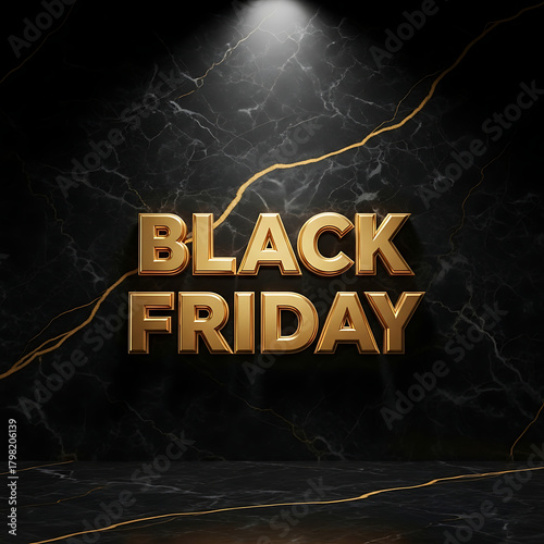 Golden Black Friday Typography on Marble Texture