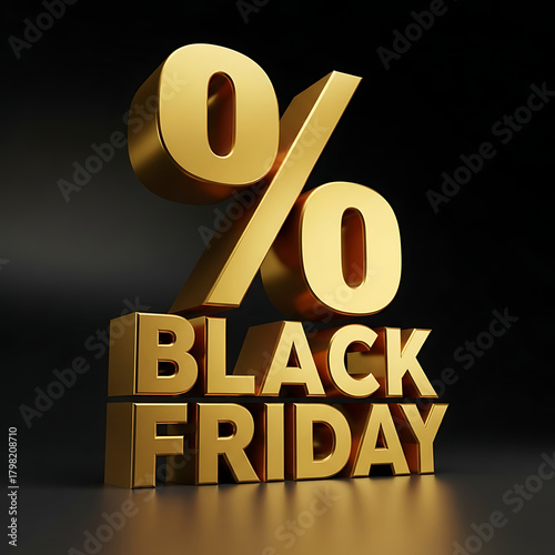 Golden Percentage Above Black Friday Text Display

