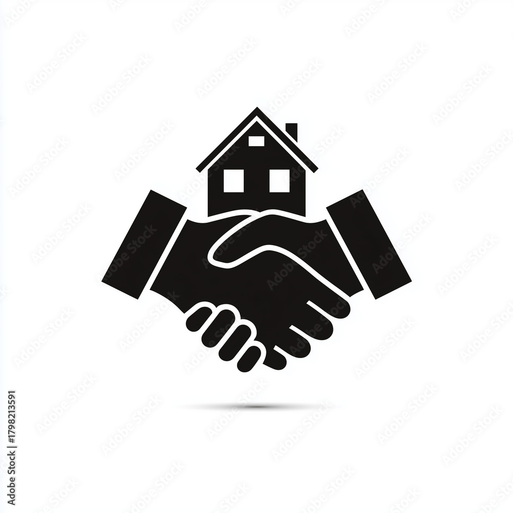 Obraz premium handshake with a house silhouette above the clasped hands in the center