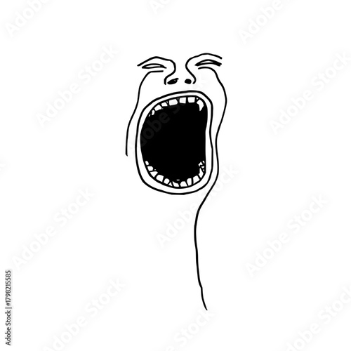 Screaming crying face drawing illustration vector art emotion expression pain grief sorrow sadness anguish 100
