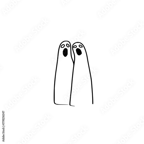 Two cute halloween ghosts vector illustration spooky season design for halloween party invitations and decor