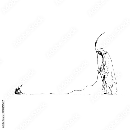 Grim reaper death drawing scythe artwork halloween spooky skeleton horror grim illustration art monochrome 100