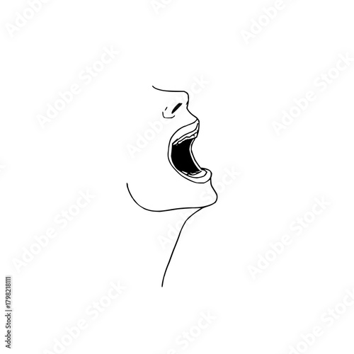 Screaming mouth drawing vector illustration for vocal expression and emotional outburst design concept art
