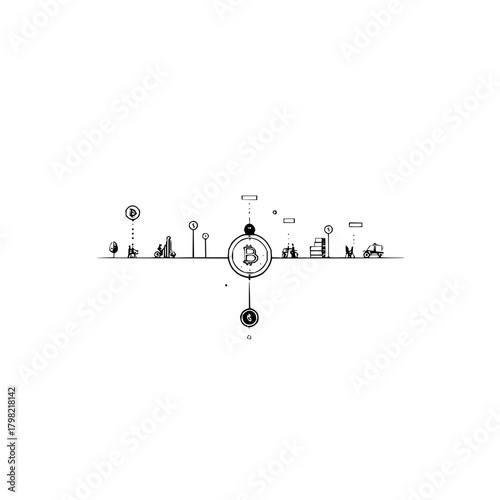 Bitcoin blockchain technology concept illustration for cryptocurrency and finance markets use cases and adoption