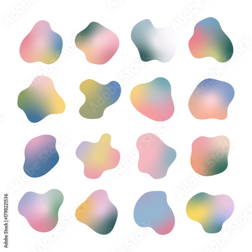 Colorful abstract shapes arranged in a grid pattern for modern design projects or backgrounds