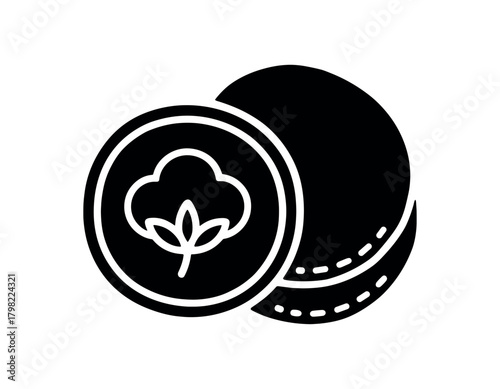 reusable cotton pads flat black solid vector illustration isolated on white background