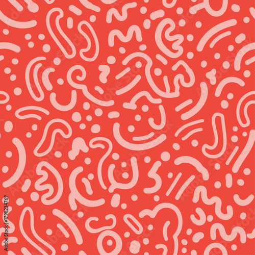 Seamless abstract vector pattern. Coral and light pink monochrome background