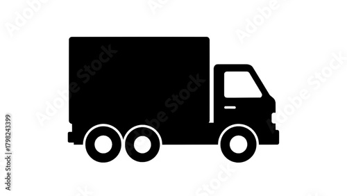 Vector illustration of silhouette of a delivery truck with a box trailer, isolated on transparent background on a transparent background
