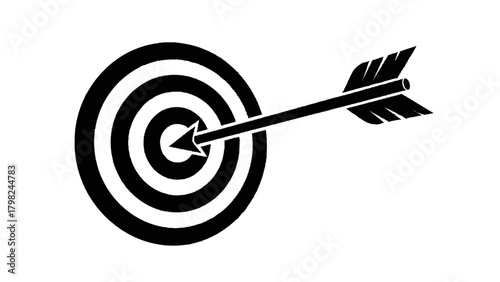 Vector illustration of target with arrow hitting the bullseye isolated on transparent background on a transparent background