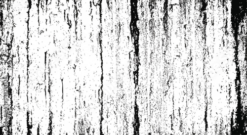 Abstract black and white grunge texture background with distressed vertical lines and splatters. Ideal for overlay or rustic design elements