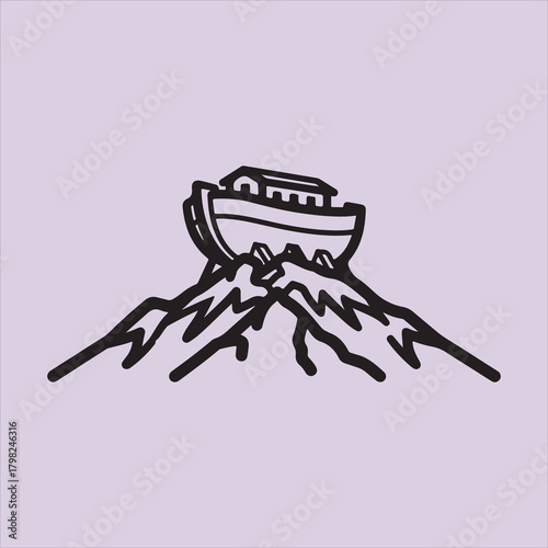 From Bible Noha Ship line art vector