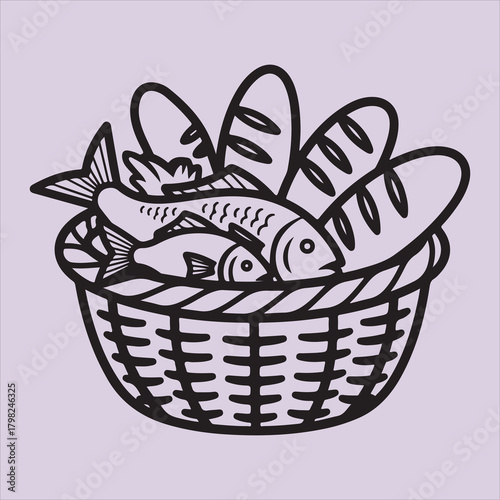 From Bible fish with brade line art vector