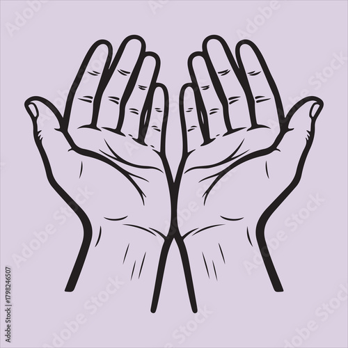From Bible open hand line art vector