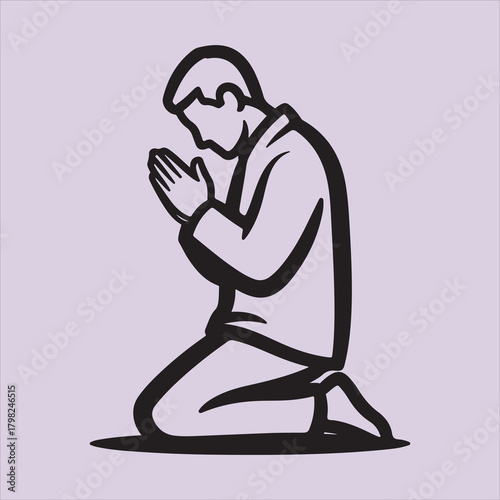 From Bible pray line art vector