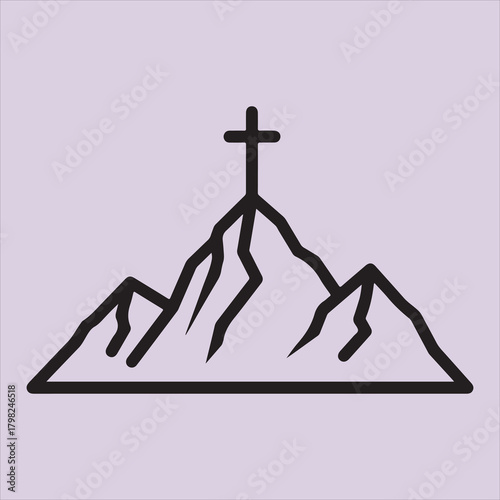 From Bible Hill with cross line art vector