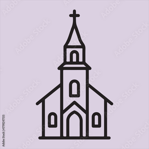 From Bible cross with church line art vector