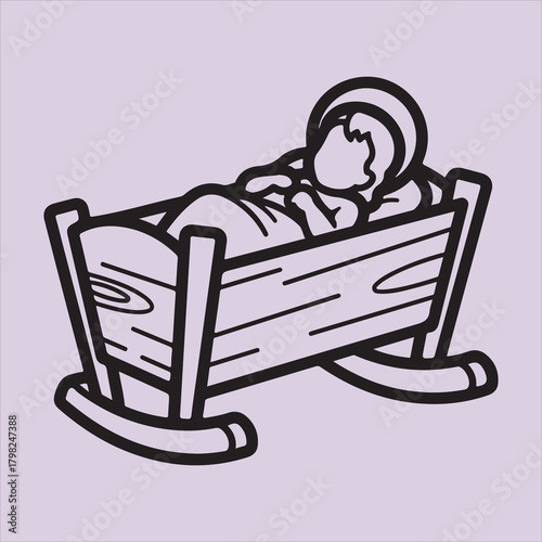 From Bible Jesus birth line art vector
