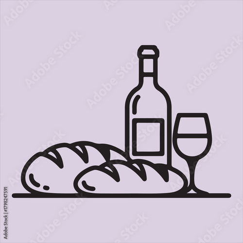 From Bible brade and cup line art vector