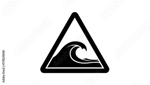 Vector illustration of black wave symbol inside a triangle isolated on transparent background on a transparent background