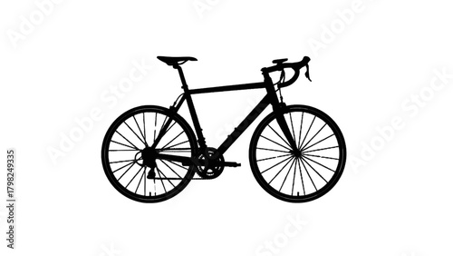 Vector illustration of black silhouette of a road bicycle isolated on transparent background on a transparent background