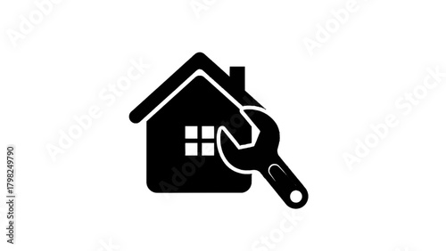 Vector illustration of house with wrench icon isolated on transparent background on a transparent background