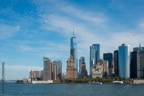 Wide view of Manhattan from water