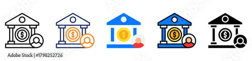 Bank Account Icon Multiple Style Collection Set 