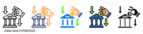 Cash Deposit Icon Multiple Style Collection Set 