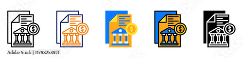 Bank Statement Icon Multiple Style Collection Set 