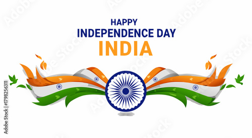 A festive greeting card for happy Independence Day india on 15th August.