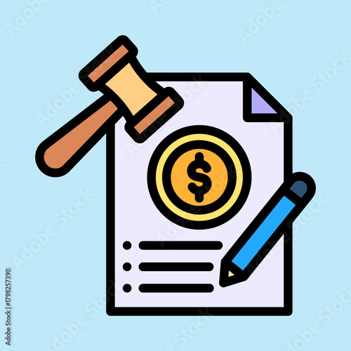 Linear color icon depicting Claims, illustrating the process of submission and management in a clear and informative design for financial and insurance contexts.