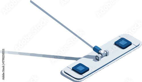 Modern flat mop in clean isometric vector illustration style