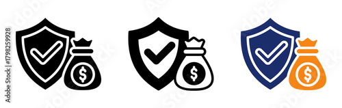 Schilderij op canvas Financial Security Icon Collection Glyph & Mixed Style