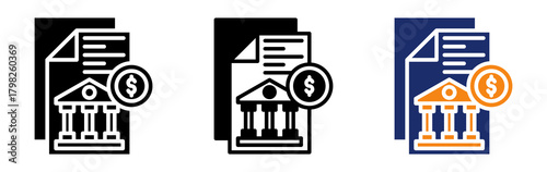 Bank Statement Icon Collection Glyph & Mixed Style 