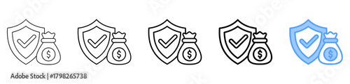 Foto Financial Security Icon Different Style Outline Collection Set