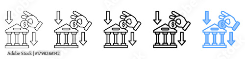 Cash Deposit Icon Different Style Outline Collection Set 