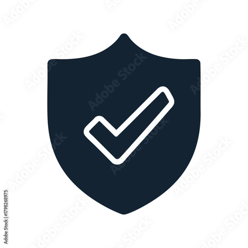 Shield with Check Mark Icon Representing Security and Protection.