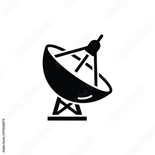 Satellite Dish Icon Black and White Vector Illustration.