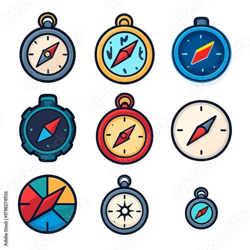 Colorful compasses collection showcasing different styles and designs
