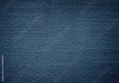 Detailed macro shot of traditional indigo blue denim textile texture. Robust material providing a versatile, seamless, rustic background surface, blue, vintage, rough