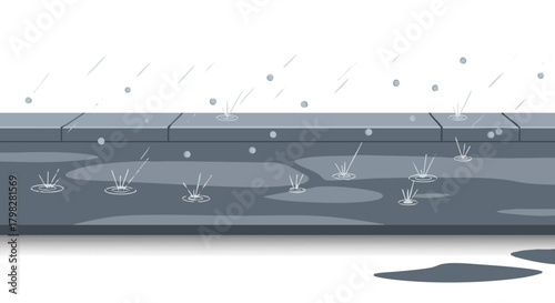 Tiny sleet pellets bouncing on wet asphalt pavement in winter  