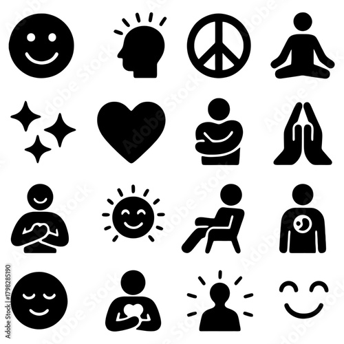 Symbolic Representation of Inner Harmony and Peace: A curated collection of symbols designed to embody the essence of emotional balance, spiritual growth, and the pursuit of inner peace.