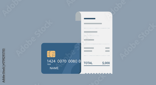 Financial transaction concept with receipt and credit card for business presentation or finance blog