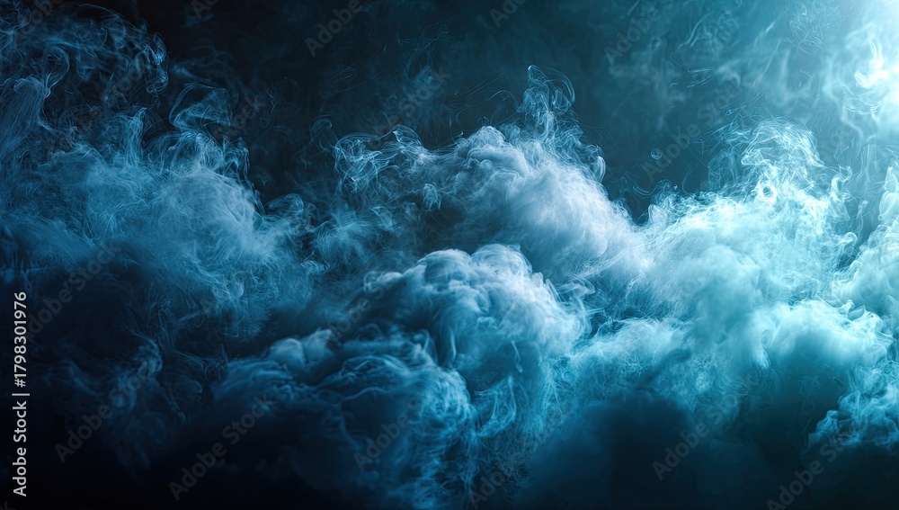 Fototapeta premium Abstract swirling teal smoke clouds